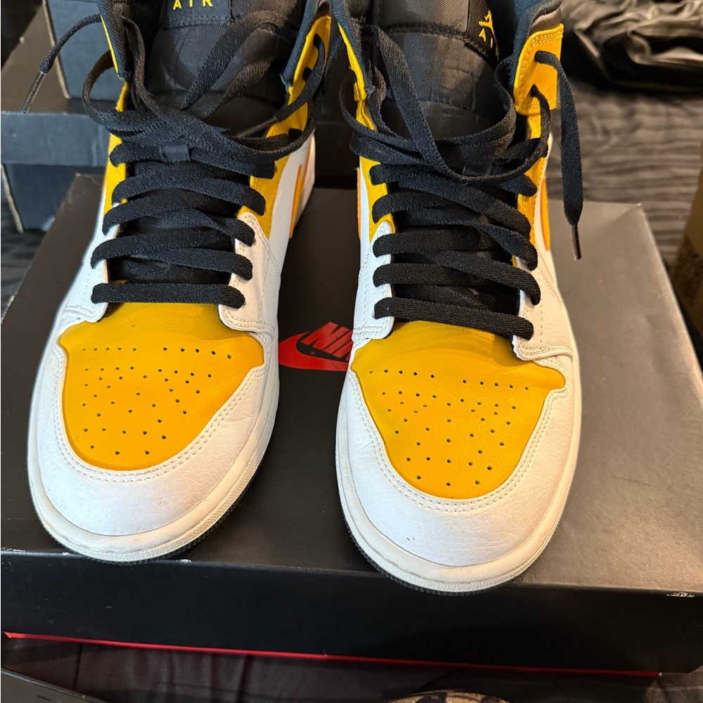 Nike Yellow and White High-Top Sneakers Jordan ones high tops